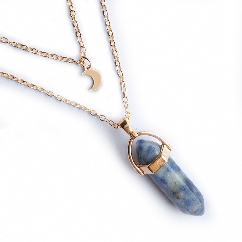 Crystal Column & Crescent Moon Necklace