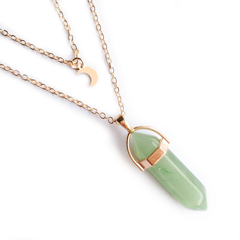 Crystal Column & Crescent Moon Necklace