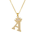 Initial Necklace with Crown Detail — 18K Gold